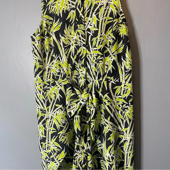 MICHAEL KORS Sleeveless Bamboo Knot Shirt Dress size 12 pear/black - Picture 4 of 12